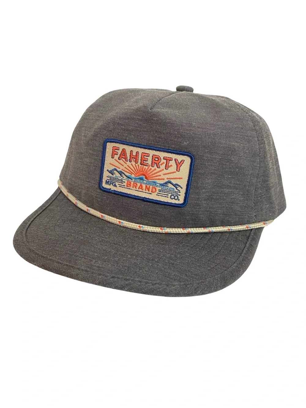 Faherty All Day Corded Hat Unisex One Size Adjustable Charcoal Grey Vintage Logo